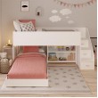 Low Loft bed with transverse lower bed - with easy climb steps!